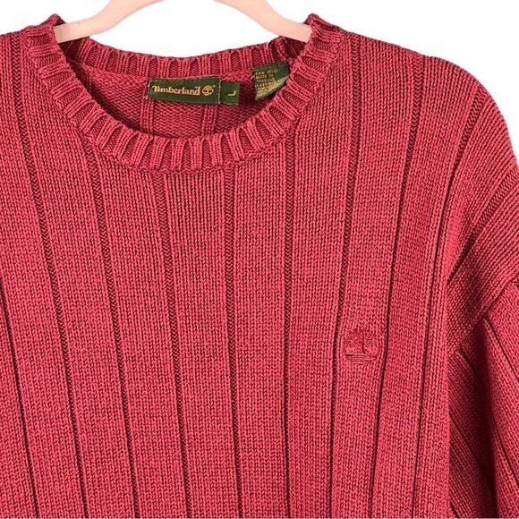 Timberland Heavy Knit Sweater Men's Size Large Long Sleeve Brick Color - Picture 3 of 9
